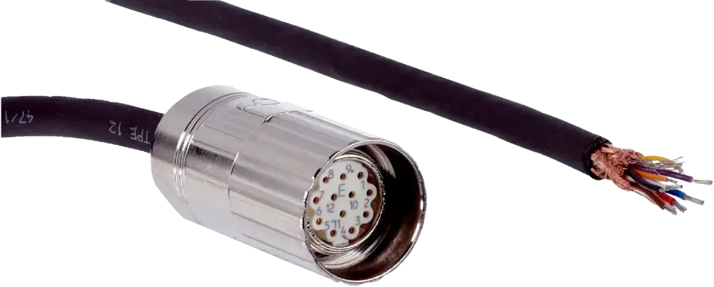CABLE CONECTOR HEMBRA M23 12 POLOS RECTO 5MTS NEGRO APANTALLADO IP67 MCA SICK