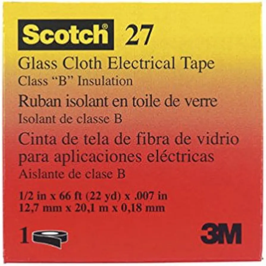 CINTA DE FIBRA DE VIDRIO SCOTCH MR 27 CON DIMENSIONES DE 1/2" POR 20 METROS, MCA 3M