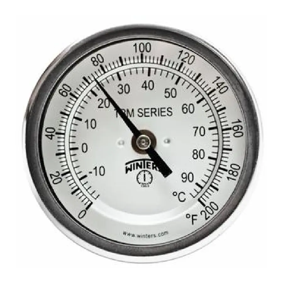 TERMOMETRO BIMETALICO EN ACERO INOXIDABLE CARATULA DE 3", VÁSTAGO DE 2.5", CONEXIÓN A PROCESO DE 1/2", RANGO DE 0-150 °C, MCA WINTERS
