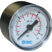 MANOMETRO EN LÁMINA DE ACERO, CARATULA DE 38mm, CONEXIÓN POSTERIOR DE 1/8"NPT, RANGO DE 0-1MPa, MCA SMC 