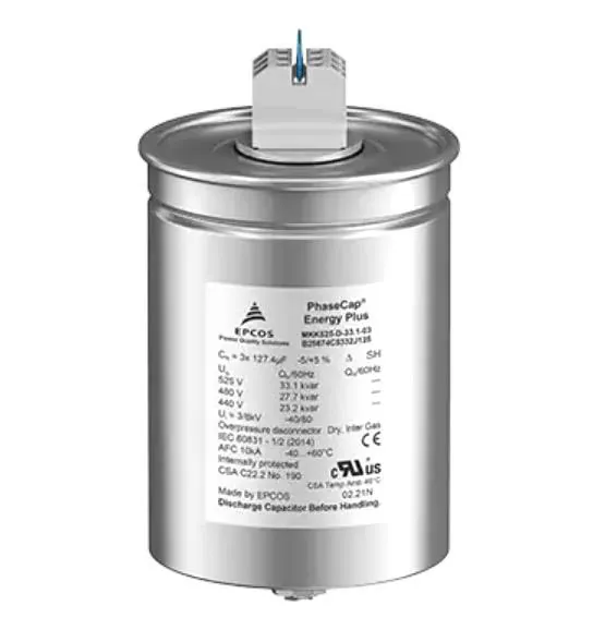 CAPACITOR DE PELICULA DE POLIPROPILENO PARA CORRECCIÓN DE FACTOR DE POTENCIA, 96.2 MICRO FARADS, 525 VAC, MCA TDK