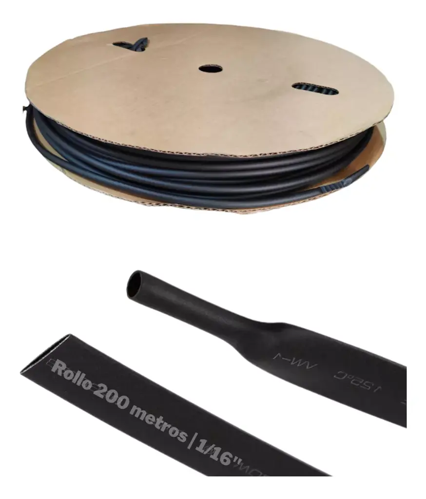 TUBO TERMOCONTRACTIL NEGRO DE POLIOLEFINA DE 1/8in 3mm CAL. 20-18AWG MCA WOER