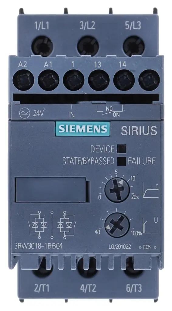 ARRANCADOR SUAVE SIRIUS DE 30HP(22KW), 47A, ALIMENTACIÓN 23/440VAC, BOBINA 110/250V, MCA SIEMENS