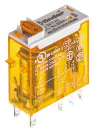 RELEVADOR INDUSTRIAL MINI, VOLTAJE DE CONTROL 24VAC, DOS CONTACTOS CONMUTADOS 2NA/2NC, CAPACIDAD 8A 250VAC, 8 PINES FASTÓN, MCA FINDER