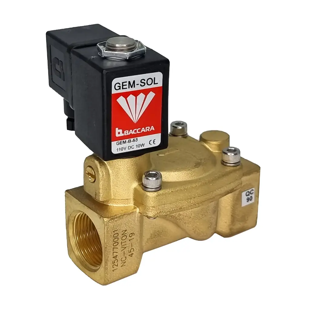 VALVULA SOLENOIDE DE LATON PARA USO GENERAL 2VIAS 1/2" NPT 0.3-20BAR 120V MCA BACCARA