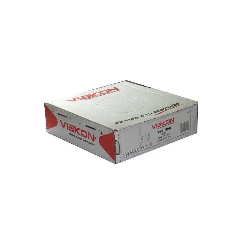 CABLE DE COBRE MONOCONDUCTOR PVC, CALIBRE 12AWG THWN-2 600V, 90°C, COLOR BLANCO MCA VIAKON