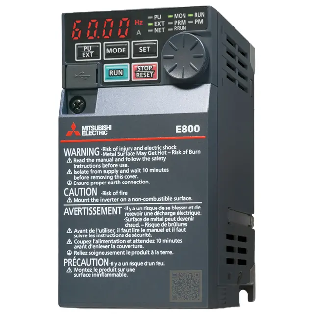 VARIADOR DE VELOCIDAD SERIE FR-800 1HP 0.75KW 5AMP IP20 RS-480 220VAC MCA MITSUBISHI ELECTRIC