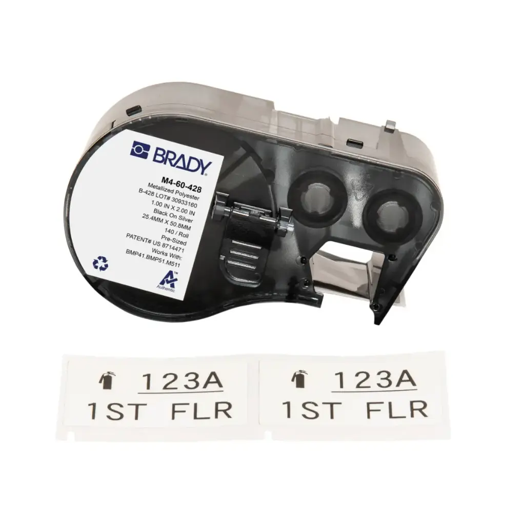 CARTUCHO DE ETIQUETAS PARA COMPONENTES DE PANEL Y ACTIVO DE POLIESTER METALIZADO MCA. BRADY