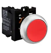 BOTÓN PULSADOR DE 22mm DE DIAMETRO, COLOR ROJO CON BISEL PLATA MOMENTANEO, IP67, MCA MOELLER