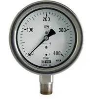 MANÓMETRO DE BAJA PRESIÓN TOTALMENTE EN ACERO INOXIDABLE, CONEXIÓN INFERIOR DE 1/4" NPT, CARATULA DE 63mm, SECO, RANGO 0-25mBAR, MCA DEWIT