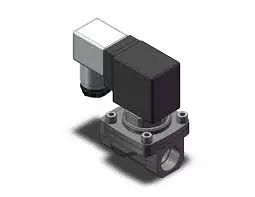 VÁLVULA DE PROCESO 2/2, CONEXIÓN ROSACADA 1/2", 24VCD, N.C., CONECTOR DIN CON LED, MCA SMC