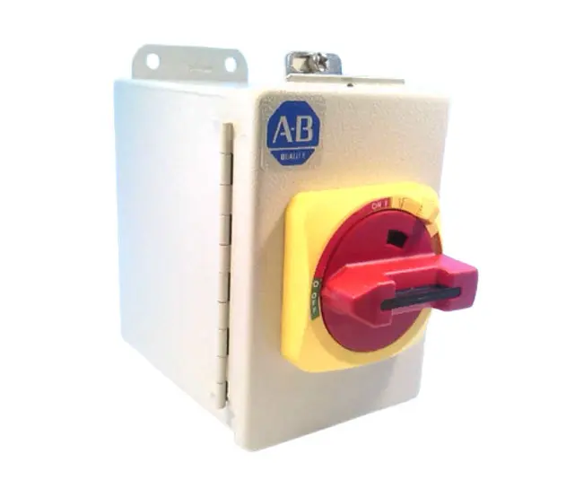 DESCONECTADOR 32A 3 POLOS ON-OFF MANIJA ROJO/AMARILLO CONTACTO AUXILIAR 