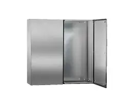 GABINETE EN ACERO INOXIDABLE 304, 380x300x155 mm CON PLACA DE MONTAJE, UNA PUERTA Y CIERRE DE ALDABILLA, IP65, MCA RITTAL