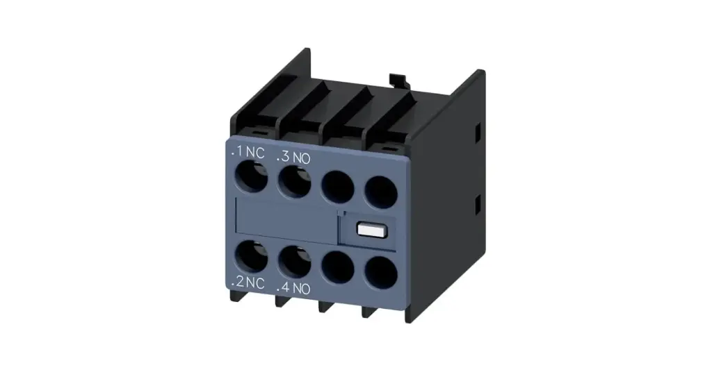 BLOQUE DE CONTACTOS AUXILIARES FRONTALES, 1NA+1NC PARA CONTACTORES 3RT2, MCA SIEMENS