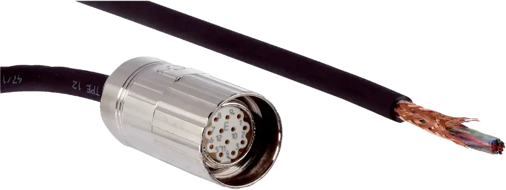 CABLE CON CONECTOR M23 12 PINES RECTO 30MTS COLOR NEGRO IP67 