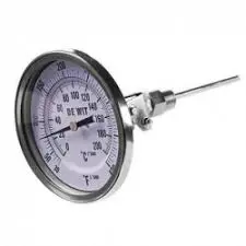 TERMOMETRO BIMETÁLICO CARATULA DE 5", VÁSTAGO DE 4" CONEXIÓN A PROCESO POSTERIOR DE 1/2", RANGO  0-300°C, MCA DEWIT