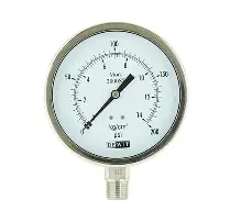 MANOMETRO TOTALMENTE EN ACERO INOXIDABLE CARATULA 63mm, CONEXIÓN INFERIOR DE 1/4"NPT, RANGO 0-10PSI, SIN GLICERINA, MCA DEWIT