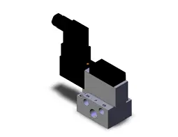 VÁLVULA SOLENOIDE EN PLACA BASE, MONOESTABLE 5 VÍAS 2 POSICIONES, 24VCD, CONECTOR DIN, PUERTO DE 1/4", MCA SMC