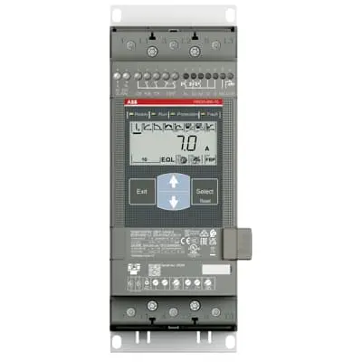 ARRANCADOR SUAVE PROGRESIVO TRIFÁSICO DE 25A, 208-600VCA, POTENCIA A 230VCA 5.5KW(7.5HP), A 430VCA 11KW(15HP), CONTROL A 100-250VCA, MCA ABB