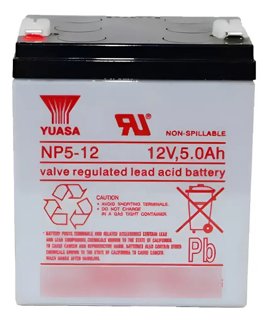 BATERIA DE RESPUESTO DE 12VCC 5Ah DIMENSIONES 9X7X10.5CM PESO 1.720KG MCA YUASA