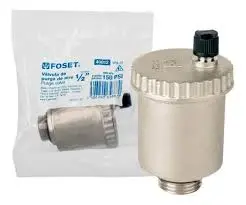 VÁLVULA DE PURGA DE AIRE DE 1/2", CUERPO Y TAPA DE LATÓN, FLOTADOR DE POLIPROPILENO, MCA FOSET