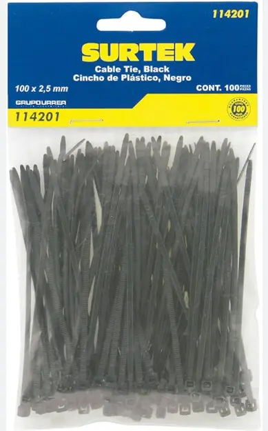  CINCHOS 100 X 2.5 MM 100 PZ NEGROS MCA SURTEK