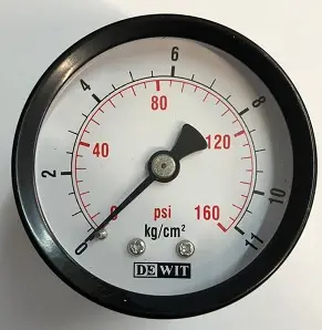 MANOMETRO SERIE 15 RANGO DE 0A 11 KG/CM2 0 A 160 PSI TAMAÑO DE CARATULA 51 MM (2") MCA DE WIT 