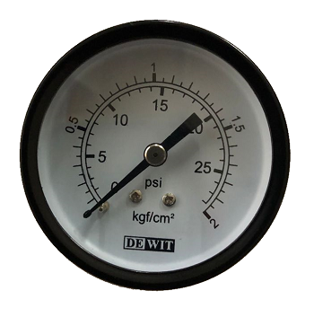 MANOMETRO DE BOURDON, 1/4" NPTM BRONCE SECO, 2.5" CARATULA, RANGO DE 0-11 KG/CM2. ESCALA DUAL DE 0-160PSI. MCA DEWIT