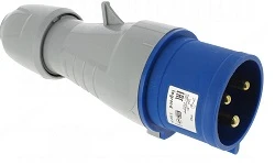 CLAVIJA AEREA 2P+T 32A 200/250V 6H AZUL IP44 TEMPRA MCA LEGRAND