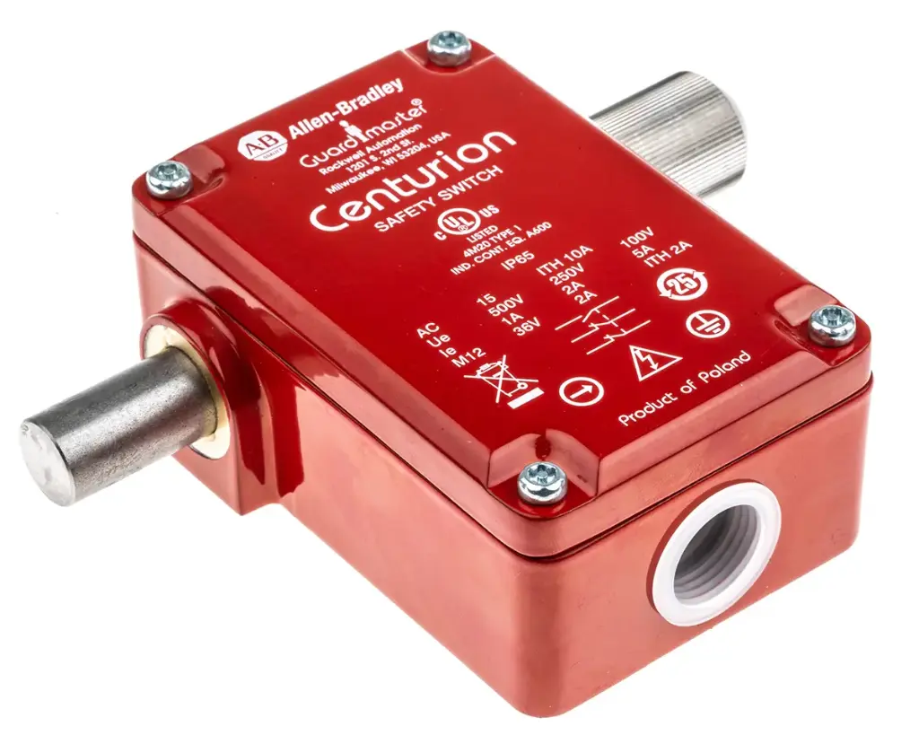 INTERRUPTOR DE BLOQUEO DE SEGURIDAD LENGUETA 2 CONTACTOS NC, 1 CONTACTO NA IP 66 MCA ALLEN BRADLEY