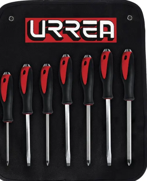 JUEGO DE 7 DESTORNILLADORES CON MANGO BIMATERIAL DE GOLPE, COMBINADOS MCA URREA 