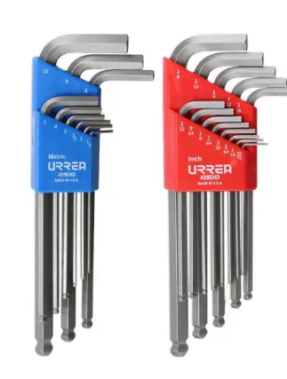  JUEGO DE 22 LLAVES HEXAGONALES TIPO "L" COMBINADAS, PUNTA DE BOLA HEAVY DUTY MCA URREA