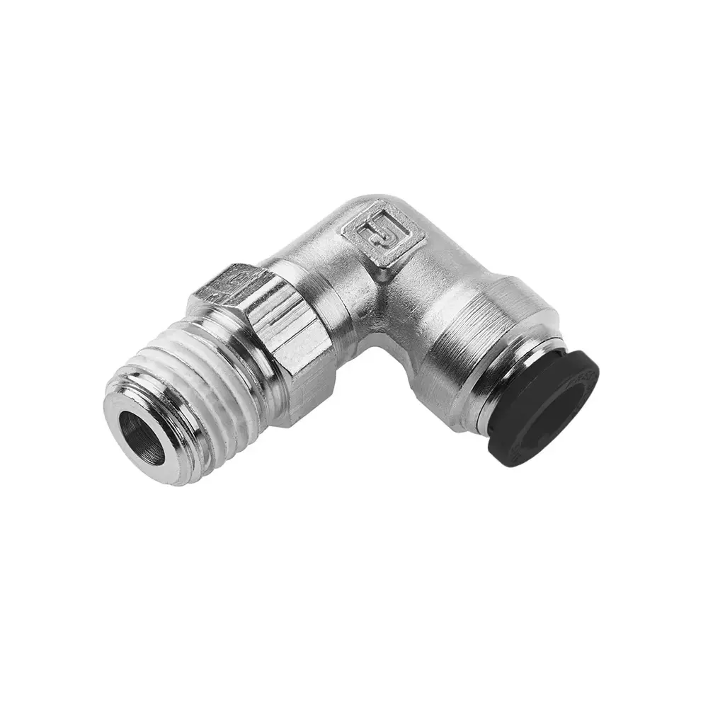 CONECTOR A 90° BAÑADO EN NIQUEL, ROSCA MACHO 1/4", PARA MANGUERA DE 1/4", MCA PARKER