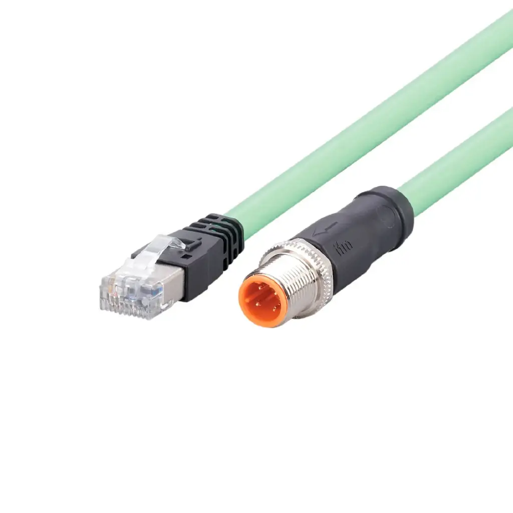 CABLE DE CONEXIÓN ETHERNET, CONECTOR M12 CODIFICACIÓN "D", CONECTOR RJ45, IP67, CAT5/CAT5E, 5 METROS DE LARGO, MCA IFM