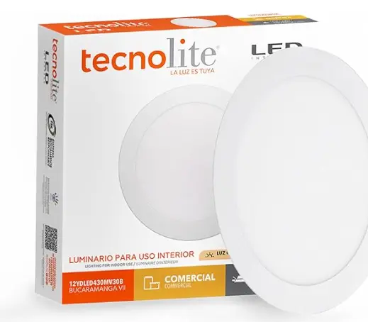 LÁMPARA DE TECHO DOWNLIGHT LED BUCARAMANGA VII 12 W, LUZ DE DÍA 6500 K, EMPOTRADA, NO ATENUABLE, ILUMINACION OFICINA MCA ELECTROLITE