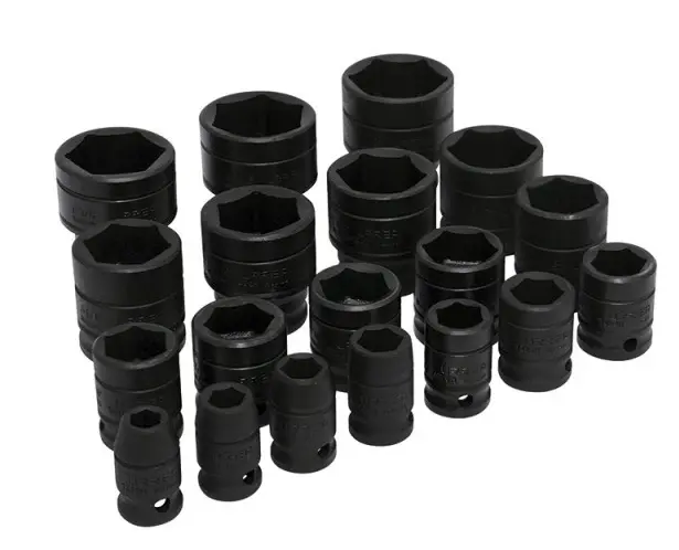 JUEGO DE DADOS DE IMPACTO CUADRO DE 1/2", 6 PUNTAS, EN PULGADAS, 19 PIEZAS MCA URREA