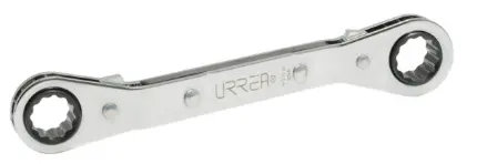 LLAVE DE ESTRIAS PULIDO ESPEJO ACODADA DEMATRACA EN PULGADAS, 12 PUNTAS, 1/2" X 9/16" MCA URREA