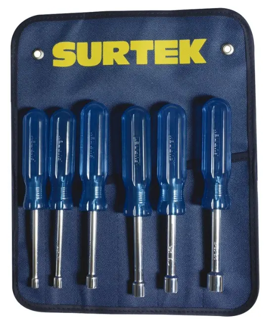 JUEGO DE DESTORNILLADORES CON MANGO AZUL, DE CAJA EN PULGADAS, 6 PIEZAS MCA SURTEK