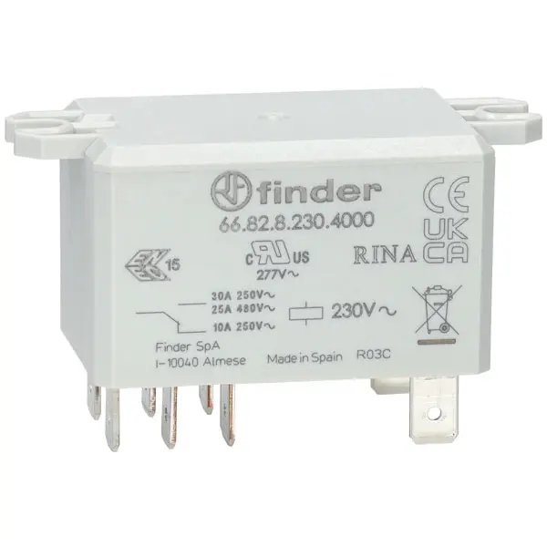 RELEVADOR DE POTENCIA DE 30A TIPO FASTON 230V 2P2T MCA FINDER.