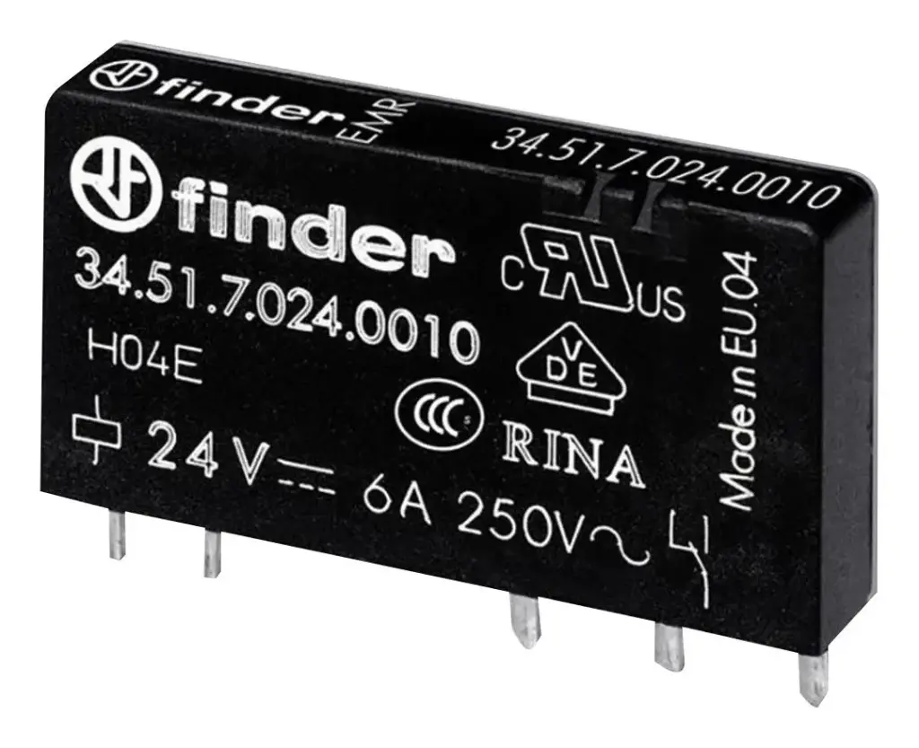 RELE ELECTROMECANICO ULTRA DELGADO PARA CIRCUITO IMPRESO. TENSION DE CIRCUITO DE MANDO 24 VCD MCA FINDER