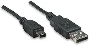 [302340] CABLE USB-A MACHO A MINI USB-B MACHO, 3 METROS, NEGRO, 480 MBPS, MCA MANHATTAN