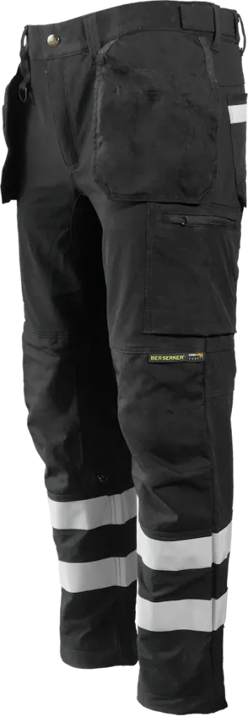 PANTALON DE TRABAJO USO RUDO HOYLAND CON REFLEJANTES COLOR NEGRO MCA BERSERKER
