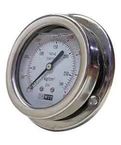CARÁTULA DE 2 ½" TOTALMENTE DE ACERO INOXIDABLE, CON BRIDA PARA TABLERO, SECO, CONEXIÓN POSTERIOR ¼" NPT DESCENTRADA, RANGO: -760 MMHG +1 KG Y -30 INHG +15 PSI MCA DEWIT