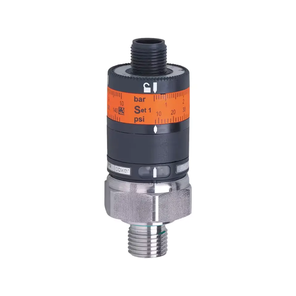 SENSOR DE PRESIÓN ELECTRÓNICO AJUSTABLE (0-25 BAR) PARA FLUIDOS Y GASES CON ROSCA G ¼ MACHO MCA IFM