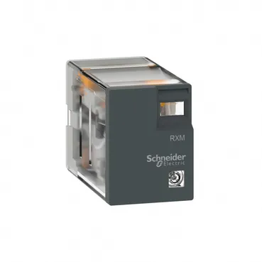 RELEVADOR ELECTROMECÁNICO ENCHUFABLE EN MINIATURA 24 V CC. 5 AMPERES. SIN LUZ PILOTO LED. GRADO DE PROTECCIÓN IP40 MCA SCHNEIDER