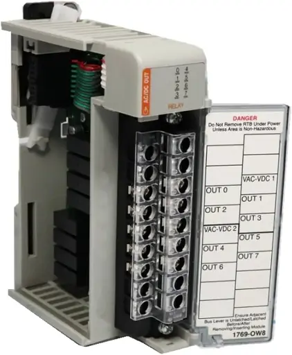 [1769-OW8] MODULO DE 8 SALIDAS, 2 COMUNES 5-265 VCA/5-125 VCD SALIDA TIPO RELAY MICROLOGIX 1500 O COMPACLOGIX MCA ALLEN BRADLYE 
