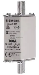 [3NA3830] FUSIBLE NH000 500VAC 250VDC DE 100A CON MCA SIEMENS