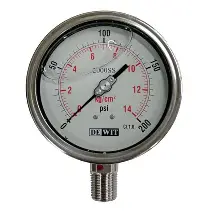 [51V/100/14KG/CM2] MANOMETRO CARAT. 4", RANGO 0-14Kg,