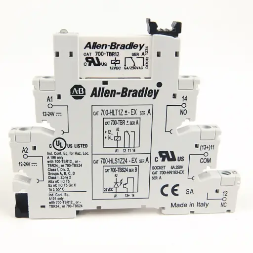 [700-HLT1Z24] RELÉ DE BLOQUE DE TERMINALES TIPO CLEMA GP DE 24 VDC 6AMP  MCA ALLEN BRADLEY