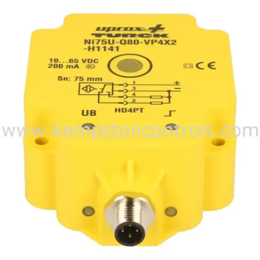 [NI75U-Q80-VP4X2-H1141] SENSOR INDUCTIVO RECTANGULAR SENSADO 75MM 10-65VCC SALIDA PNP CON CONECTOR M12 IP68 MCA TURCK